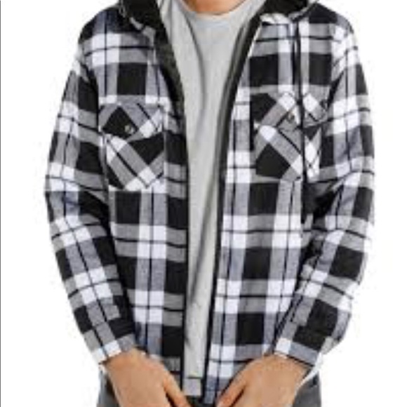 Dakota Men’s Flannel Sherpa Checkered Hoodie Jacket - Picture 2 of 7